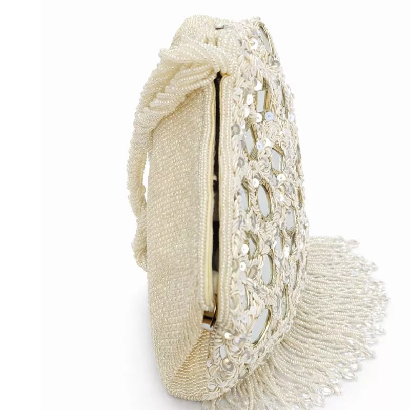 Handcrafted Mirror Fringe Potli Bag - Image 3