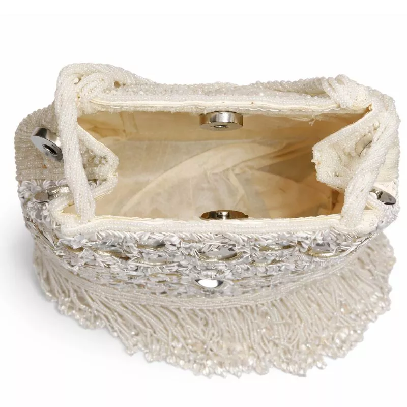 Handcrafted Mirror Fringe Potli Bag - Image 4