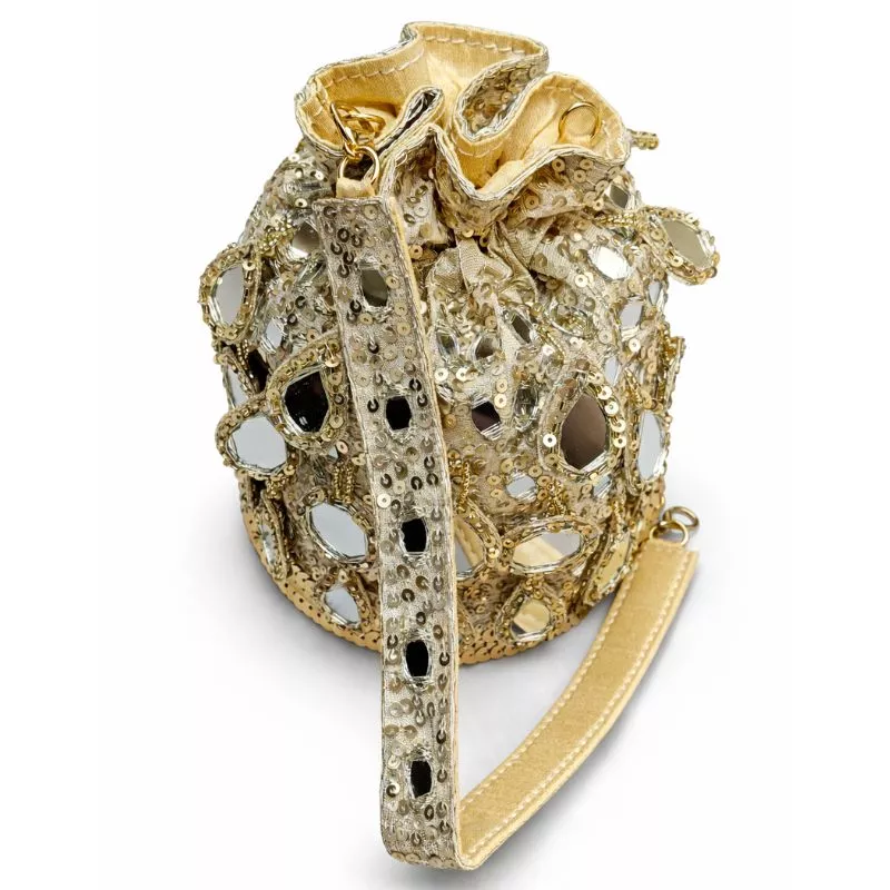 Handcrafted Sequin Cage Potli Sling Bag - Image 2