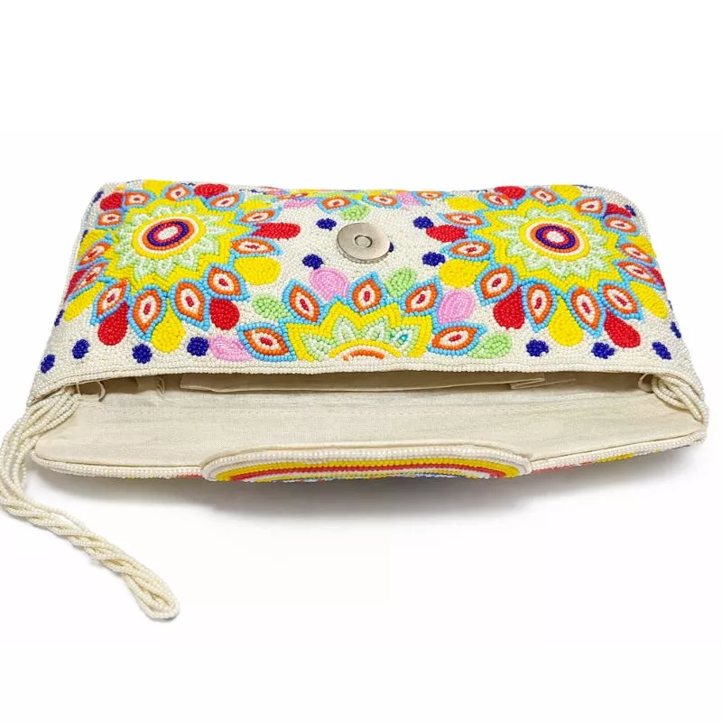 Handcrafted Multicolor Beaded Envelope Clutch - Image 3