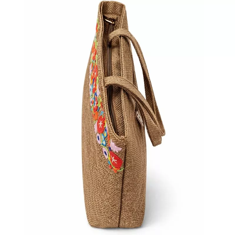 Handcrafted Embroidered Jute Tote Bag - Image 5